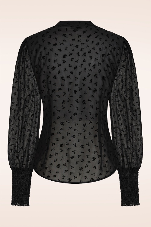 Banned Retro - Petite Fleur Sheer blouse in zwart 4