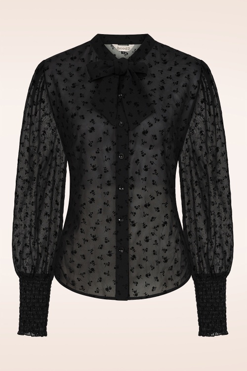 Banned Retro - Petite Fleur Sheer blouse in zwart