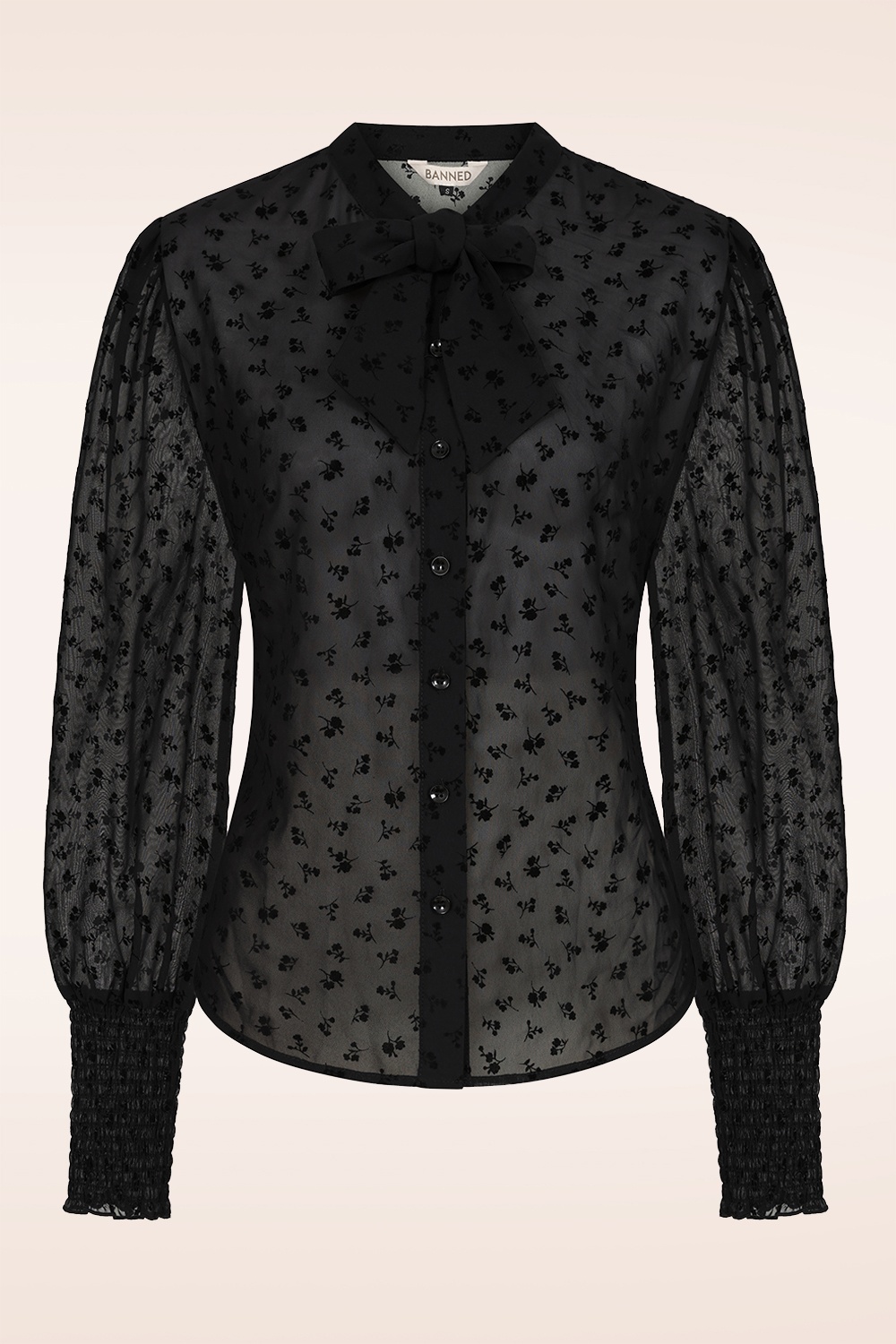 Banned Retro - Petite Fleur Sheer blouse in zwart