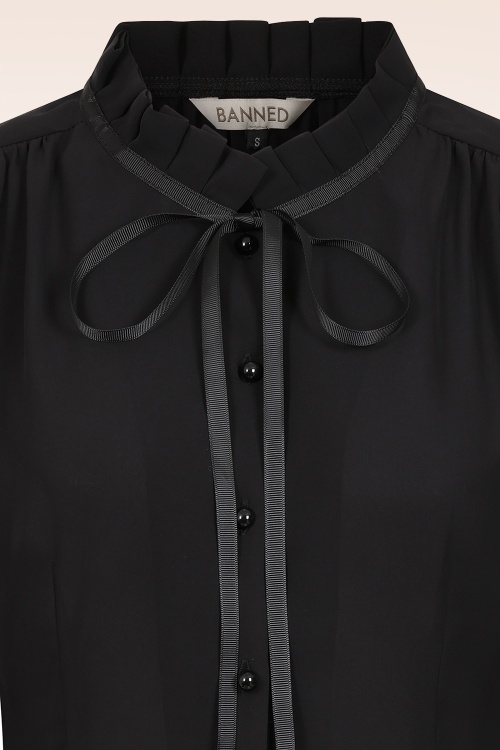 Banned Retro - Ruby Ribbon blouse in zwart 2