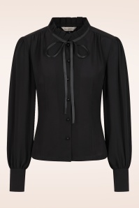 Banned Retro - Ruby Ribbon blouse in zwart