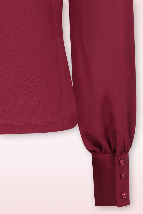 Banned Retro - Ruby Ribbon blouse in bordeauxrood 3