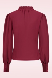 Banned Retro - Ruby Ribbon blouse in bordeauxrood 4