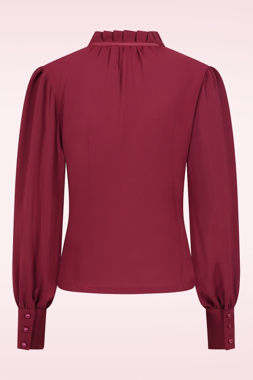 Banned Retro - Ruby Ribbon blouse in bordeauxrood 4
