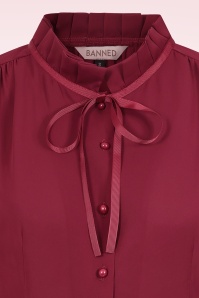 Banned Retro - Ruby Ribbon blouse in bordeauxrood 2