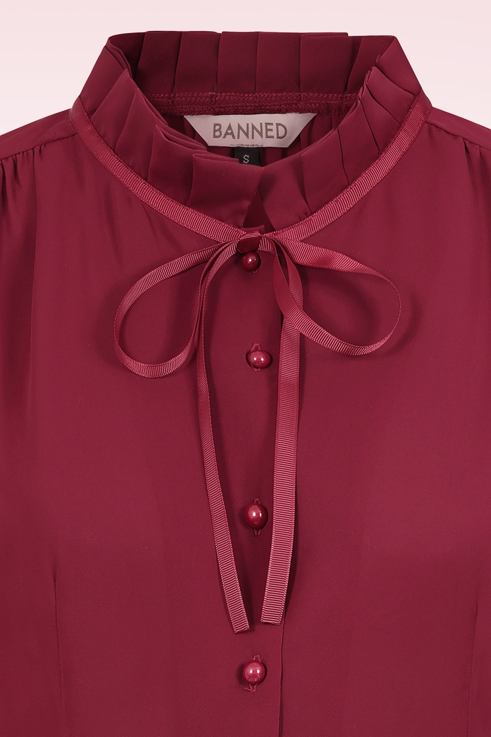 Banned Retro - Ruby Ribbon blouse in bordeauxrood 2
