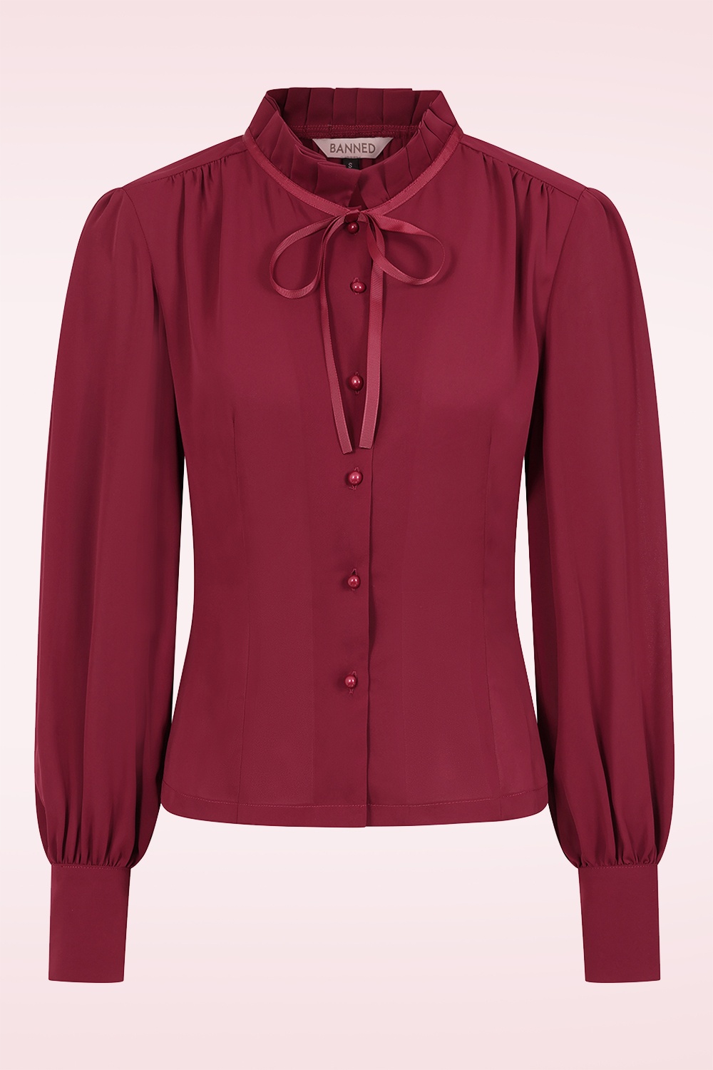 Banned Retro - Ruby Ribbon blouse in bordeauxrood
