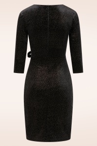 Vintage Chic for Topvintage - Topvintage exclusive ~ Fiona Velvet Glitter pencil jurk in zwart 3
