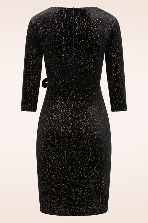Vintage Chic for Topvintage - Topvintage exclusive ~ Fiona Velvet Glitter pencil jurk in zwart 3
