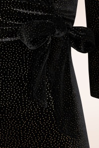 Vintage Chic for Topvintage - Topvintage exclusive ~ Fiona Velvet Glitter pencil jurk in zwart 2