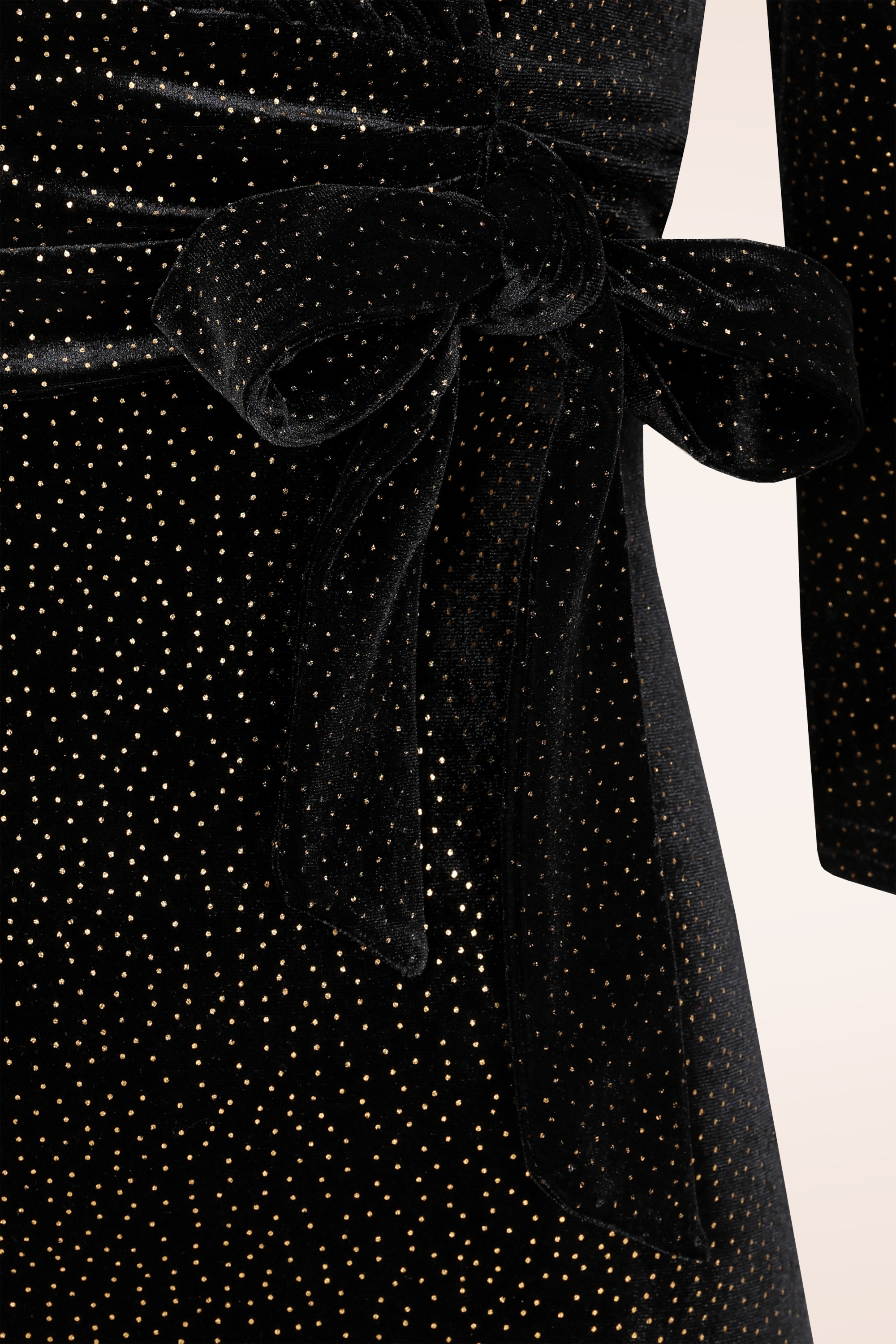 Vintage Chic for Topvintage - Topvintage exclusive ~ Fiona Velvet Glitter pencil jurk in zwart 2