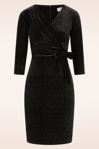 Vintage Chic for Topvintage - Topvintage exclusive ~ Fiona Velvet Glitter pencil jurk in zwart