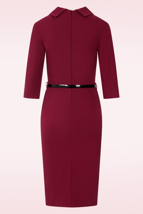 Vintage Chic for Topvintage - Topvintage exclusive ~ Ruby Allure pencil jurk in wijnrood  3