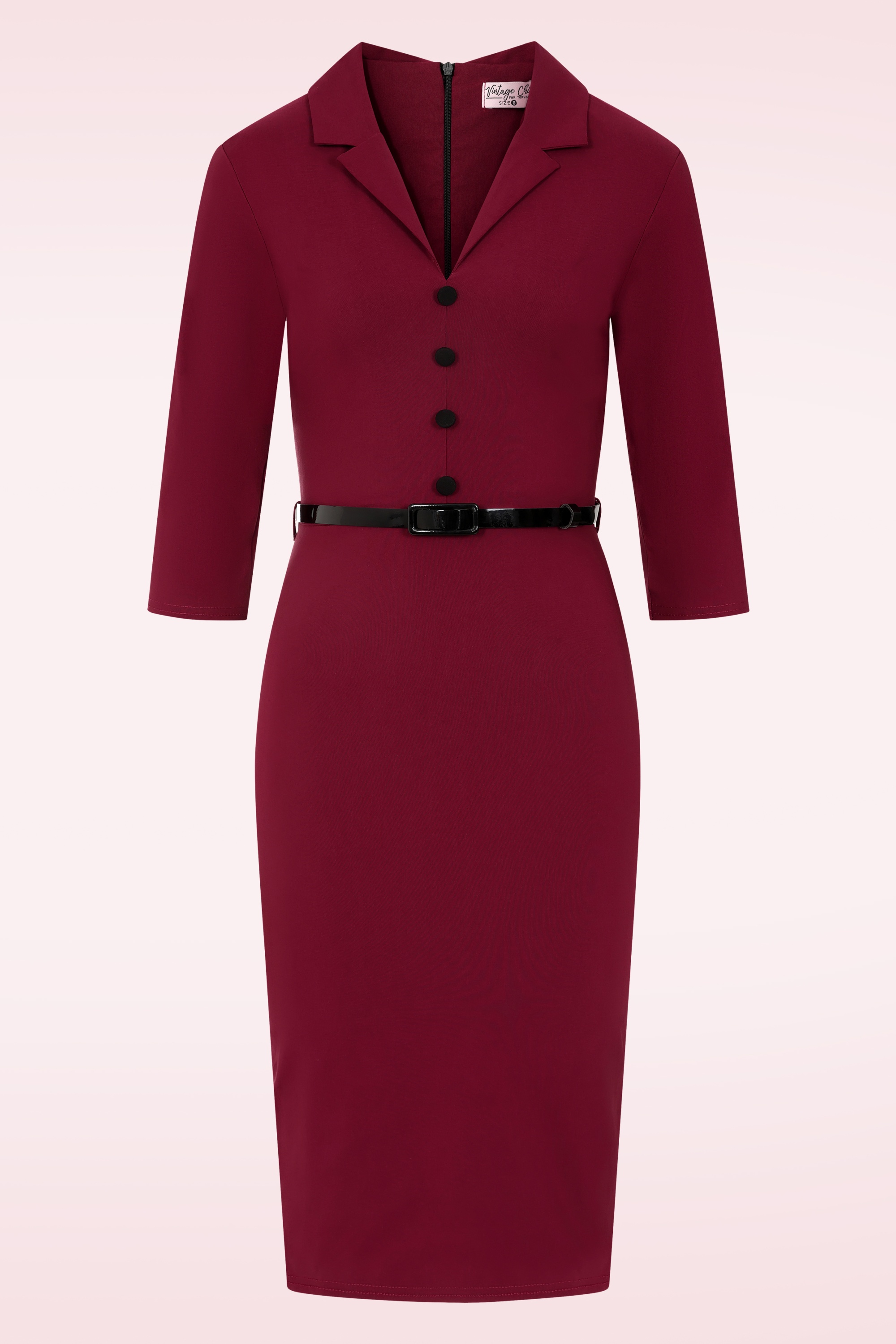 Vintage Chic for Topvintage - Topvintage exclusive ~ Ruby Allure pencil jurk in wijnrood 