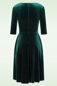 Vintage Chic for Topvintage - Topvintage exclusive ~ Maddison swing jurk in flessengroen fluweel 3