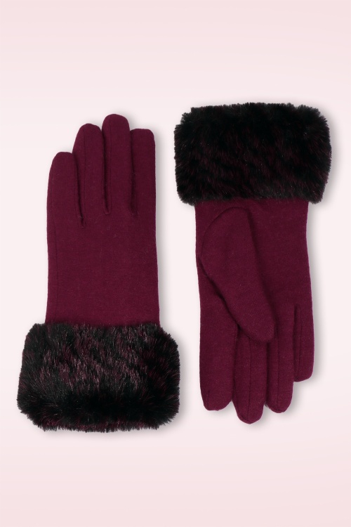 Amici - Donatella handschoenen van wol in bordeauxrood