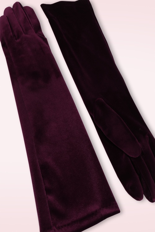 Amici - Victoria Velvet Evening handschoenen in bordeauxrood 3