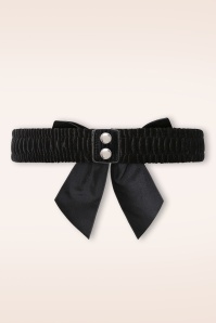 Banned Retro - Millie Velvet Bow riem in zwart 2