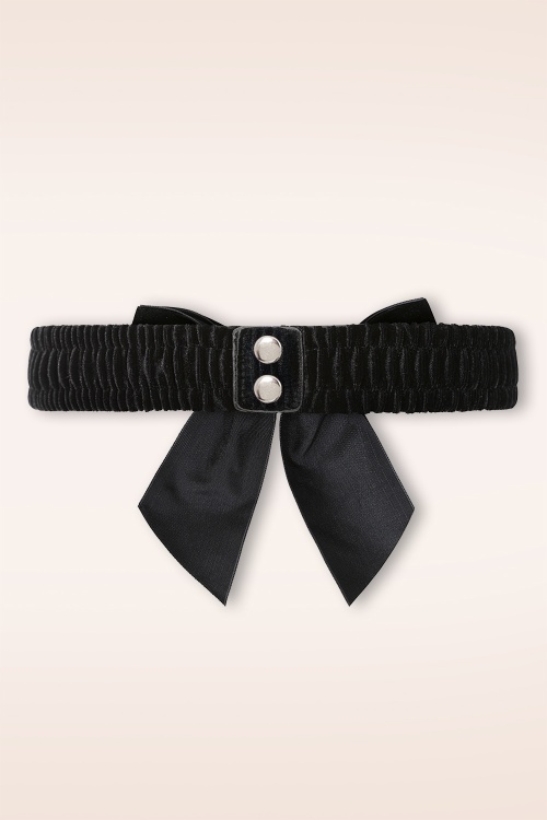Banned Retro - Millie Velvet Bow riem in zwart 2