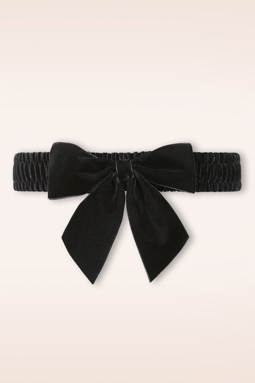 Banned Retro - Millie Velvet Bow riem in zwart