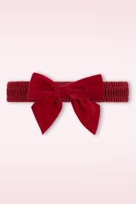 Banned Retro - Millie Velvet Bow riem in dieprood
