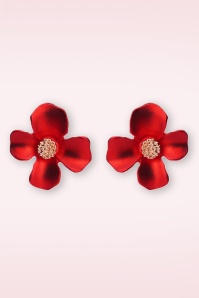 Lovely - Lucite Style Flower oorbellen in rood
