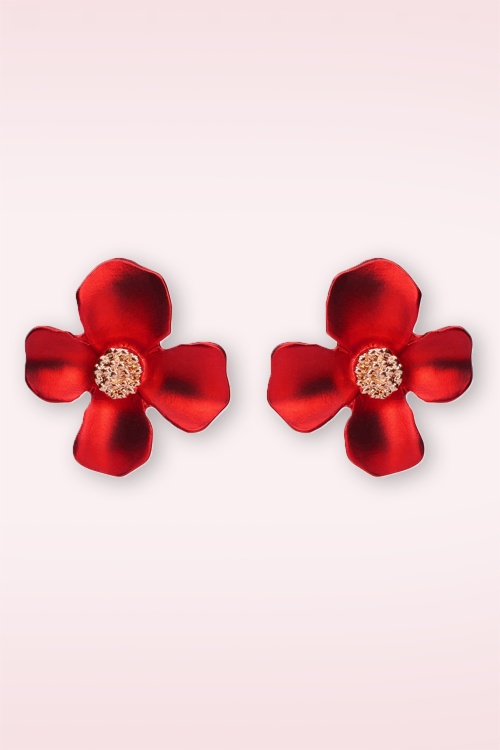 Lovely - Lucite Style Flower oorbellen in rood