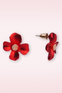 Lovely - Lucite Style Flower oorbellen in rood 2