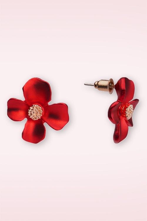 Lovely - Lucite Style Flower oorbellen in rood 2