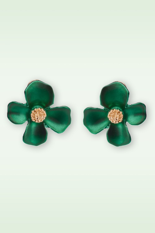 Lovely - Lucite Style Flower oorbellen in groen