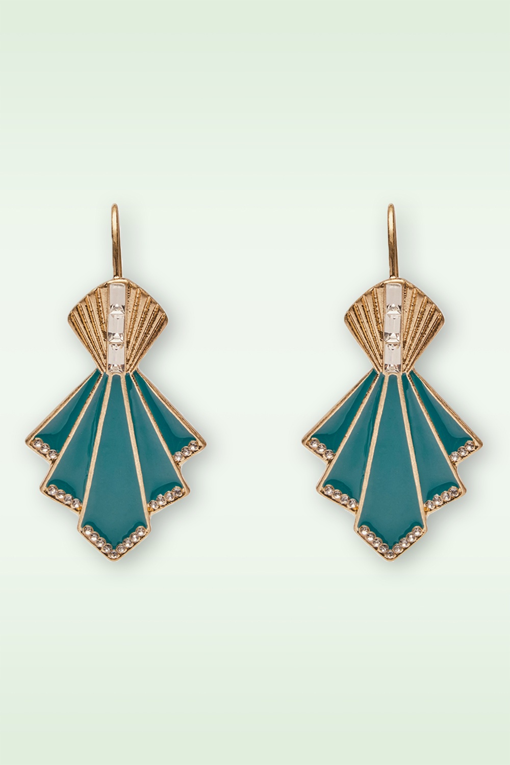Lovely - Art Deco Fan oorbellen in groen
