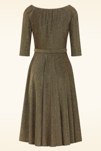 Glamour Bunny - Marilyn Glitter swing jurk in donkergoud 6