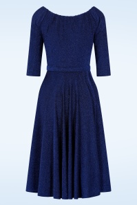 Glamour Bunny - Norma Jean Glitter swing jurk in avondblauw 8