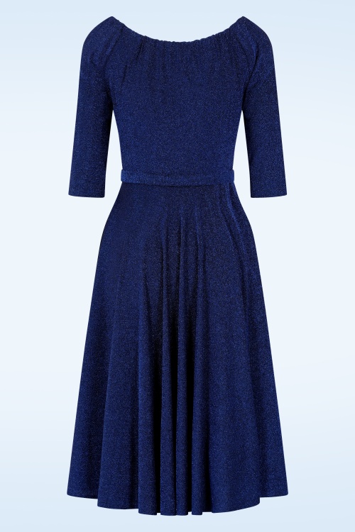 Glamour Bunny - Norma Jean Glitter swing jurk in avondblauw 8