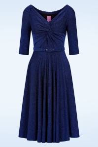 Glamour Bunny - Norma Jean Glitter swing jurk in avondblauw 6