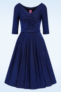 Glamour Bunny - Norma Jean Glitter swing jurk in avondblauw 2
