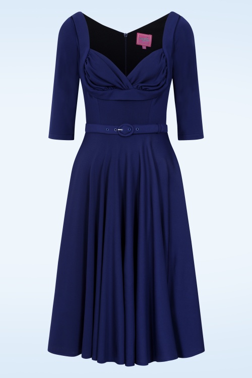 Glamour Bunny - The Gina Lee swing jurk in avondblauw 4