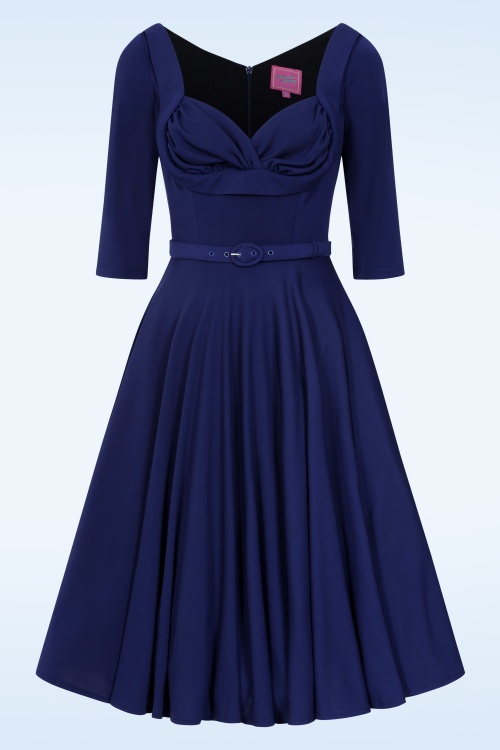 Glamour Bunny - The Gina Lee swing jurk in avondblauw 2
