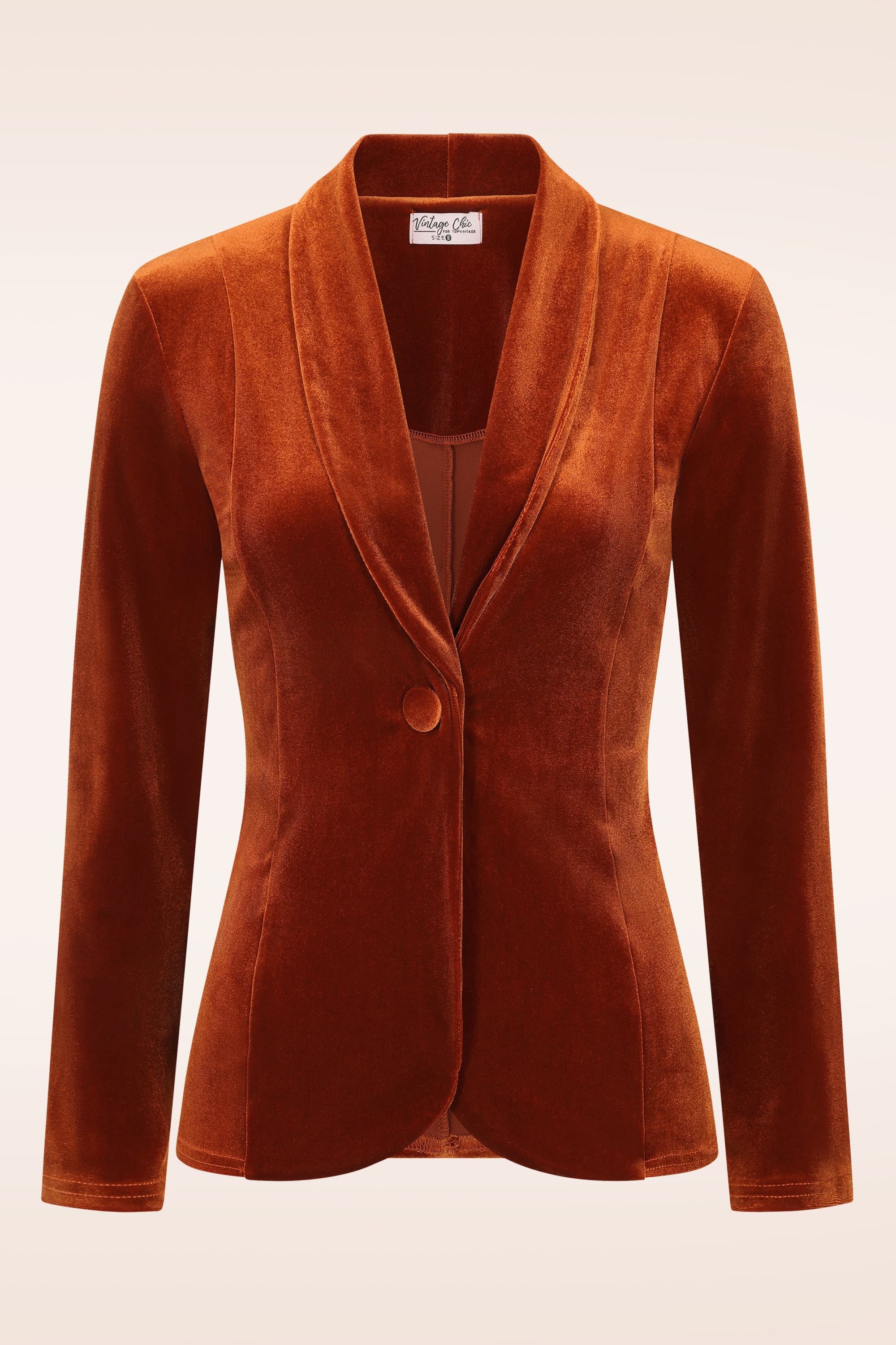 Vintage Chic for Topvintage - Topvintage exclusive ~ Jocelynn fluwelen blazer in roestbruin