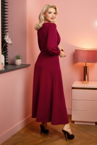 Glamour Bunny - Vera Lynn maxi jurk in bordeauxrood 4