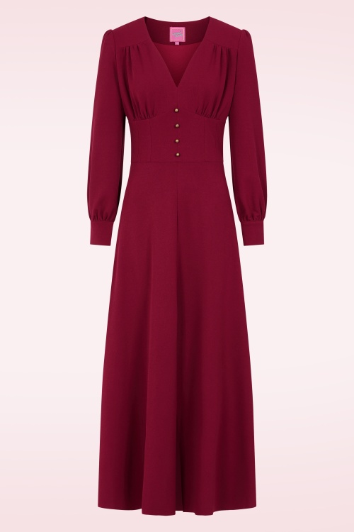 Glamour Bunny - Vera Lynn maxi jurk in bordeauxrood 2