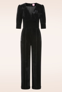 Glamour Bunny - Hariet Velvet jumpsuit in zwart 2