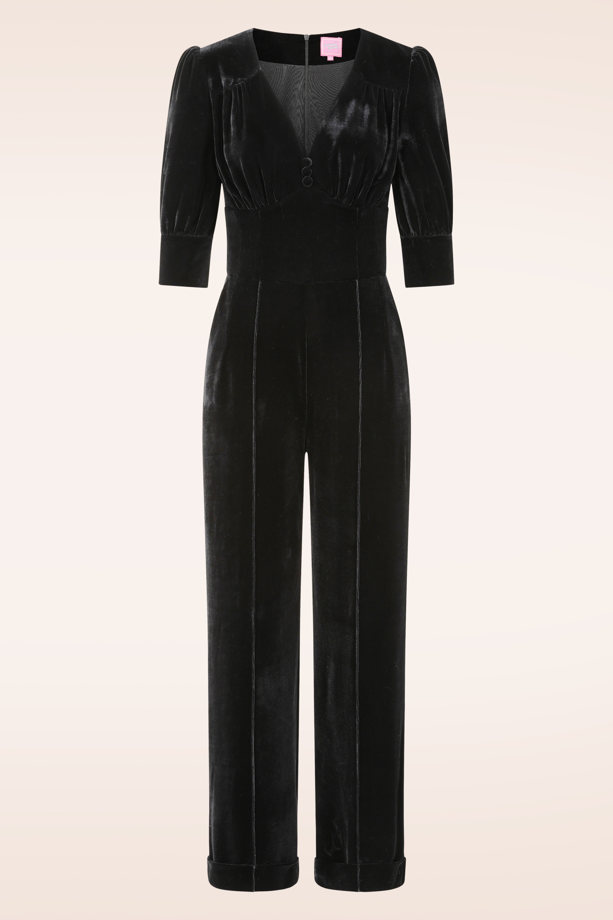 Glamour Bunny - Hariet Velvet jumpsuit in zwart 2