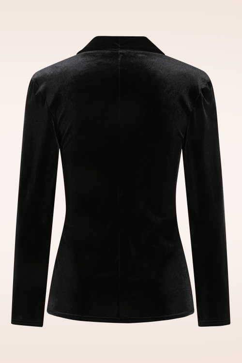 Vintage Chic for Topvintage - Topvintage exclusive ~ Jocelynn fluwelen blazer in zwart 3