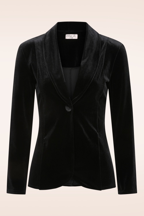 Vintage Chic for Topvintage - Topvintage exclusive ~ Jocelynn fluwelen blazer in zwart