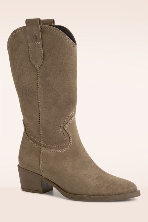Tamaris - Hailey Suede Western boots in tabakbruin 4