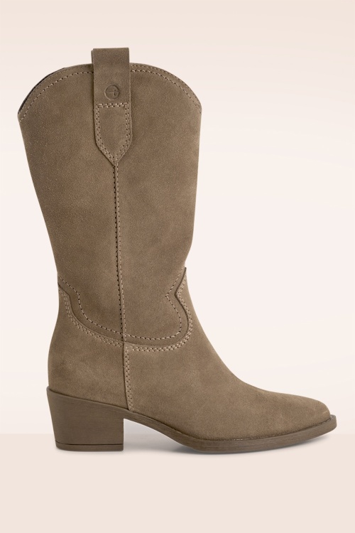 Tamaris - Hailey Suede Western boots in tabakbruin