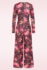Vintage Chic for Topvintage - Topvintage exclusive ~ Liana Floral jumpsuit in aubergine 3