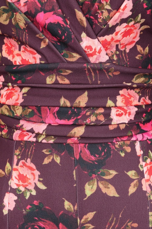 Vintage Chic for Topvintage - Topvintage exclusive ~ Liana Floral jumpsuit in aubergine 2