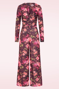 Vintage Chic for Topvintage - Topvintage exclusive ~ Liana Floral jumpsuit in aubergine